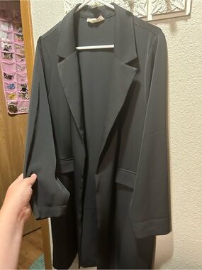 MELLODAY Black Open-Front Longline Blazer